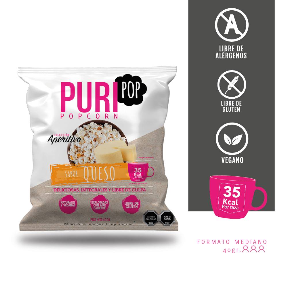 Puripop Aperitivo Queso cheddar 40 gr